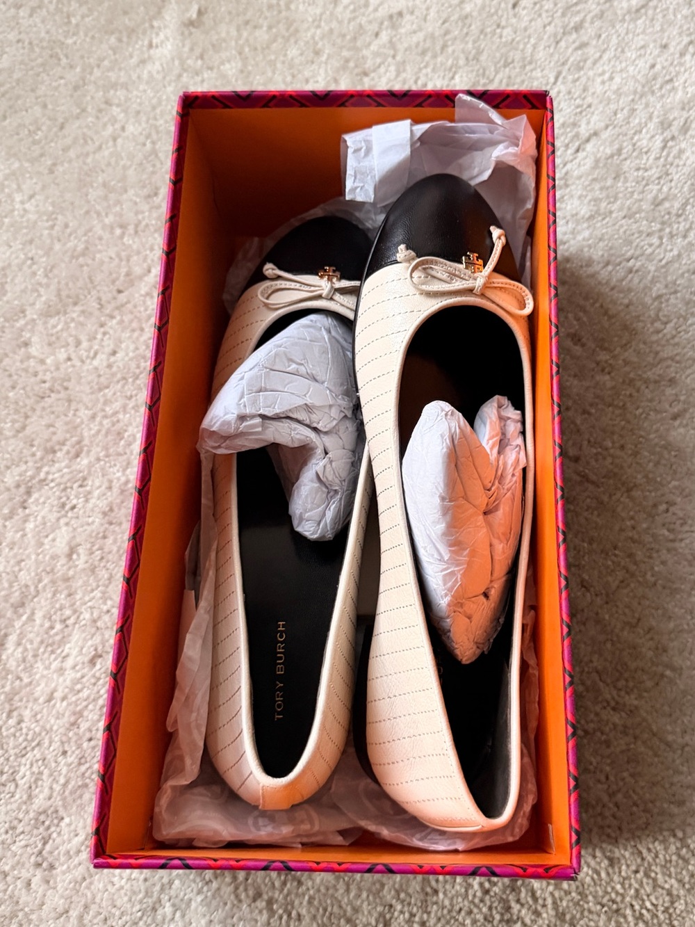 Tory Burch Cap Toe Quilted Ballet flat